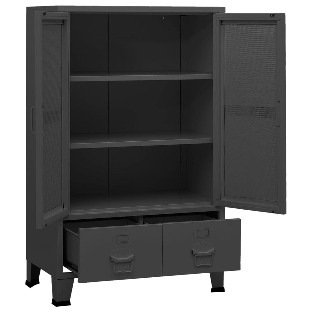 Opbergkast industrieel 70x40x115 cm metaal antracietkleurig MeubelReus