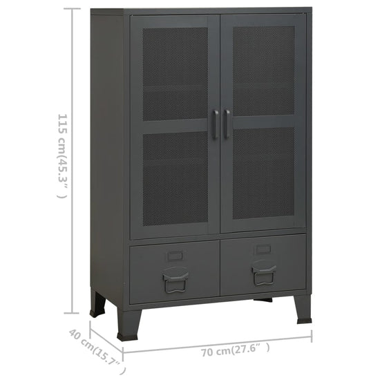 Opbergkast industrieel 70x40x115 cm metaal antracietkleurig MeubelReus