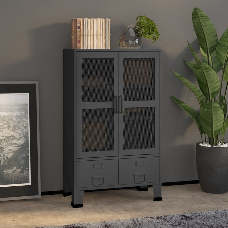 Opbergkast industrieel 70x40x115 cm metaal antracietkleurig MeubelReus