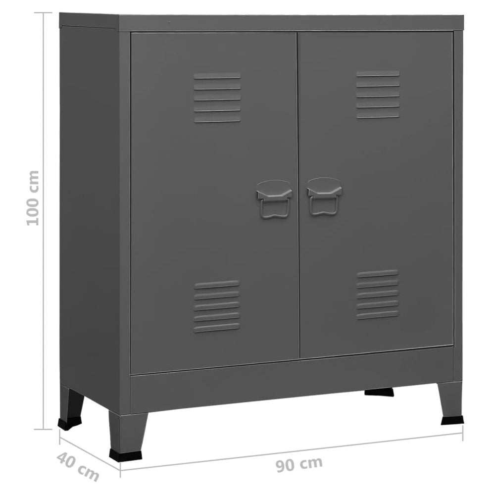 Opbergkast industrieel 90x40x100 cm staal antracietkleurig MeubelReus