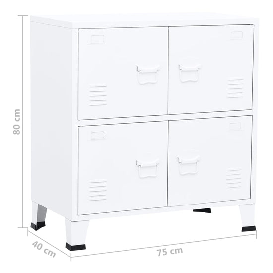 Opbergkast industrieel 75x40x80 cm staal wit MeubelReus