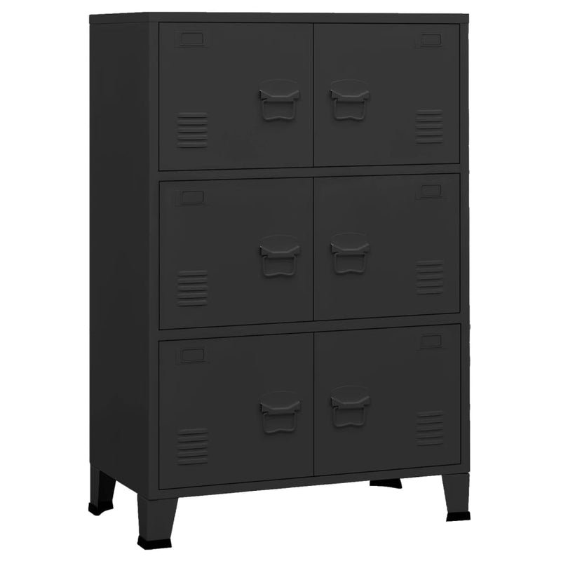 Opbergkast industrieel 75x40x120 cm metaal zwart