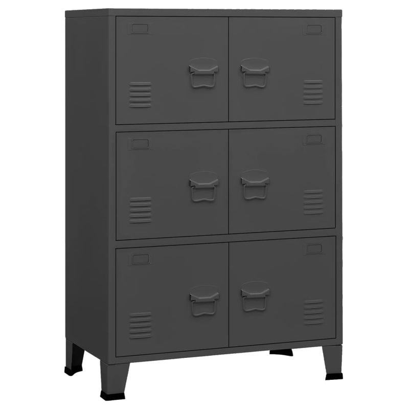Opbergkast industrieel 70x40x115 cm metaal antracietkleurig MeubelReus