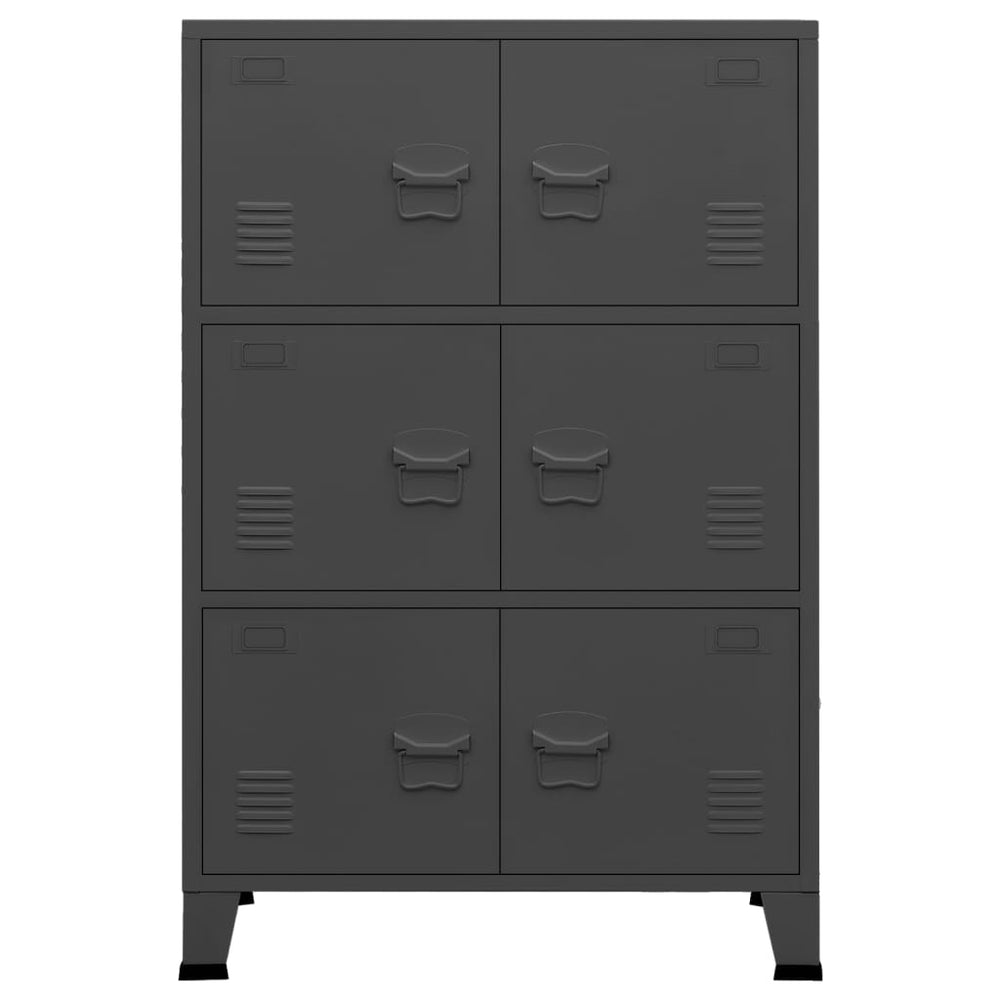 Opbergkast industrieel 70x40x115 cm metaal antracietkleurig MeubelReus