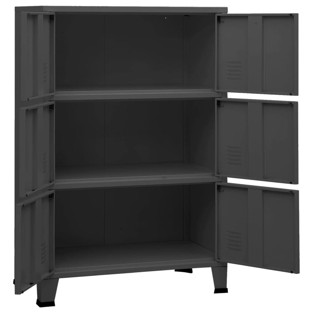 Opbergkast industrieel 70x40x115 cm metaal antracietkleurig MeubelReus