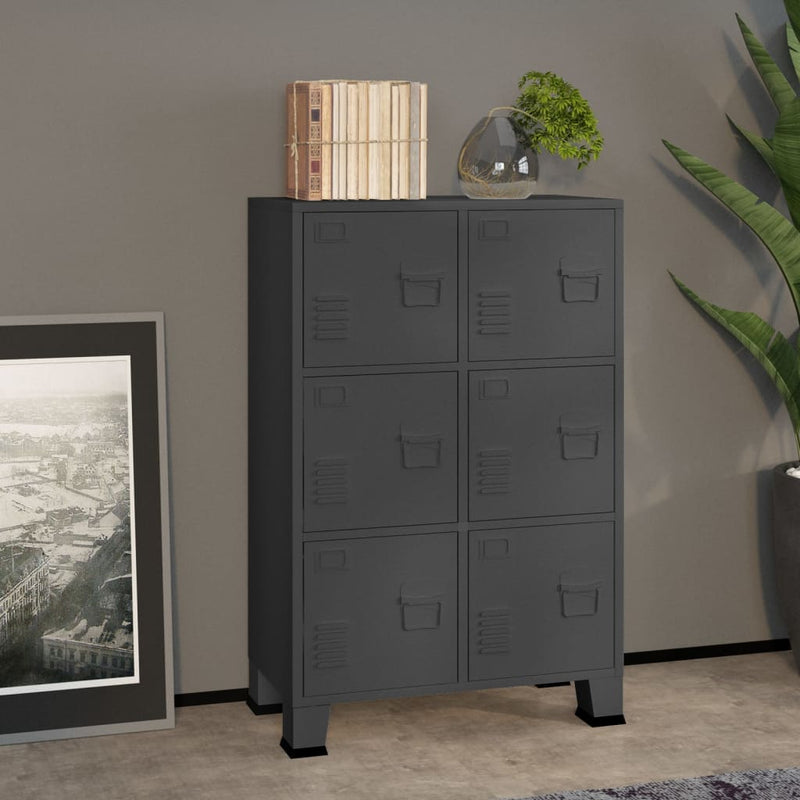 Opbergkast industrieel 70x40x115 cm metaal antracietkleurig MeubelReus