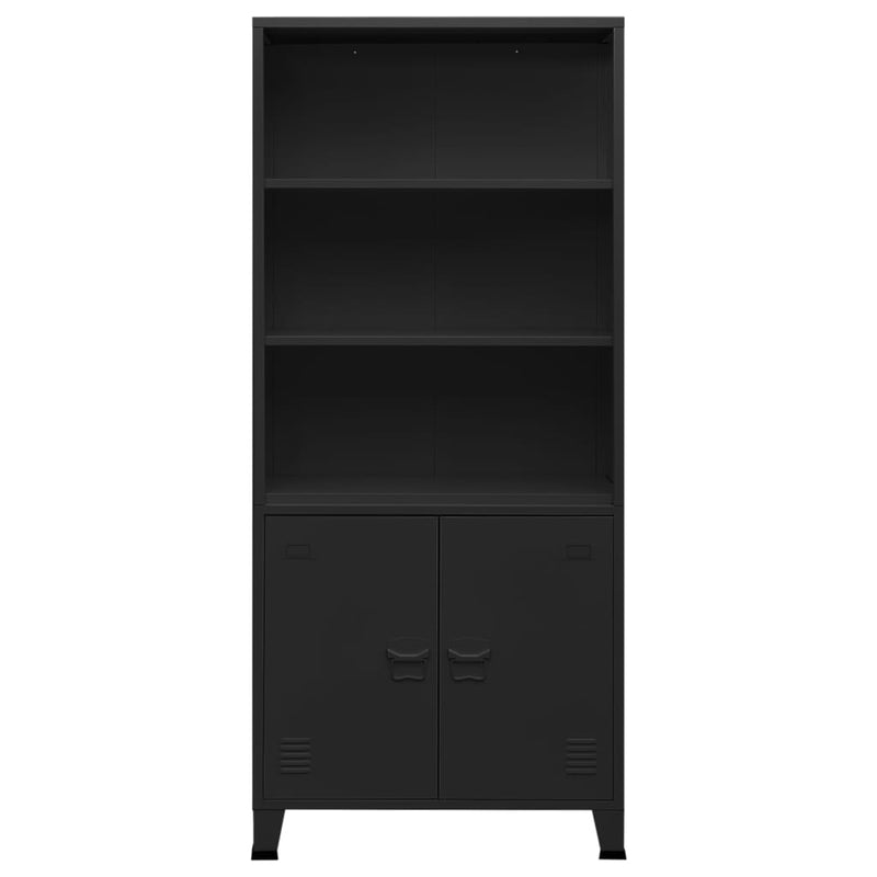 Boekenkast industrieel 80x32x180 cm staal zwart MeubelReus
