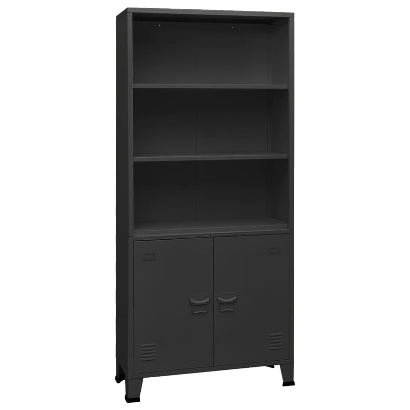Boekenkast industrieel 80x32x180 cm staal antracietkleurig MeubelReus