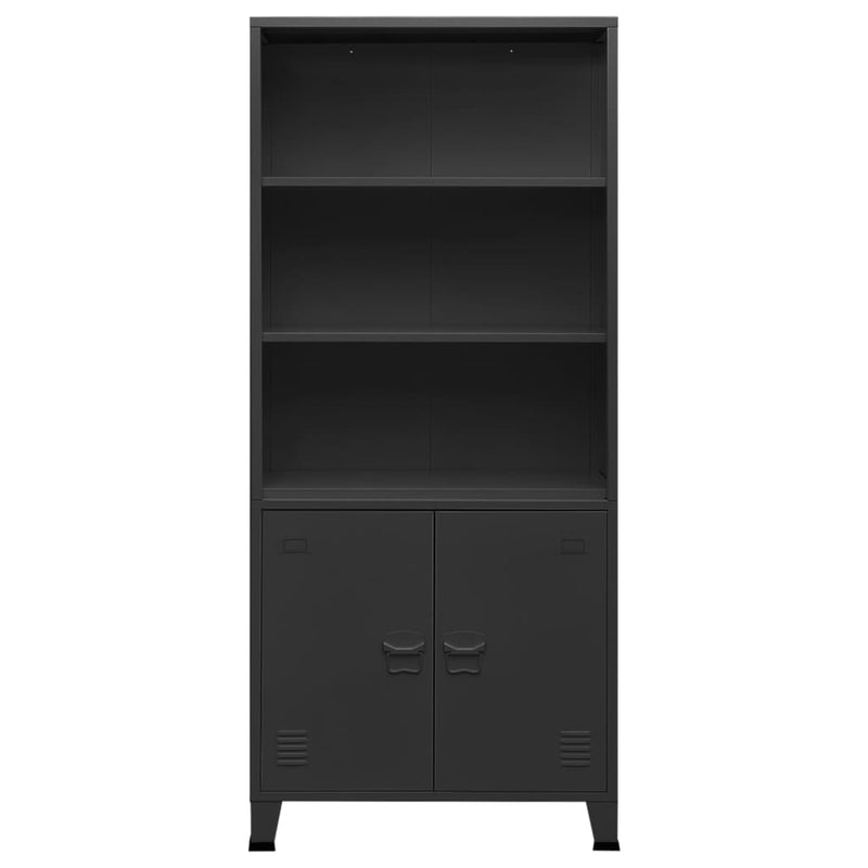 Boekenkast industrieel 80x32x180 cm staal antracietkleurig MeubelReus