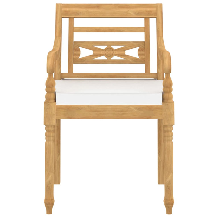 Stoelen Batavia 4 st met kussens massief teakhout MeubelReus