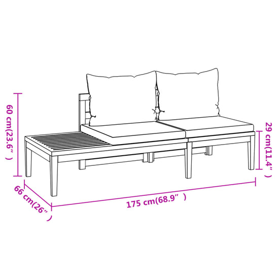 3-delige Loungeset met crèmewitte kussens acaciahout MeubelReus