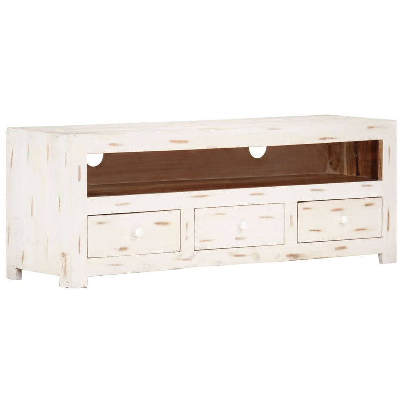 Tv-meubel 110x30x40 cm massief acaciahout wit MeubelReus