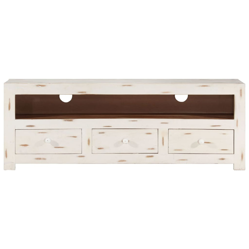 Tv-meubel 110x30x40 cm massief acaciahout wit MeubelReus
