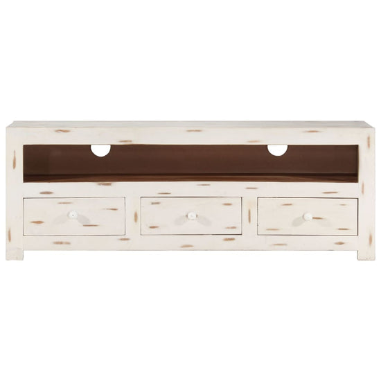 Tv-meubel 110x30x40 cm massief acaciahout wit MeubelReus