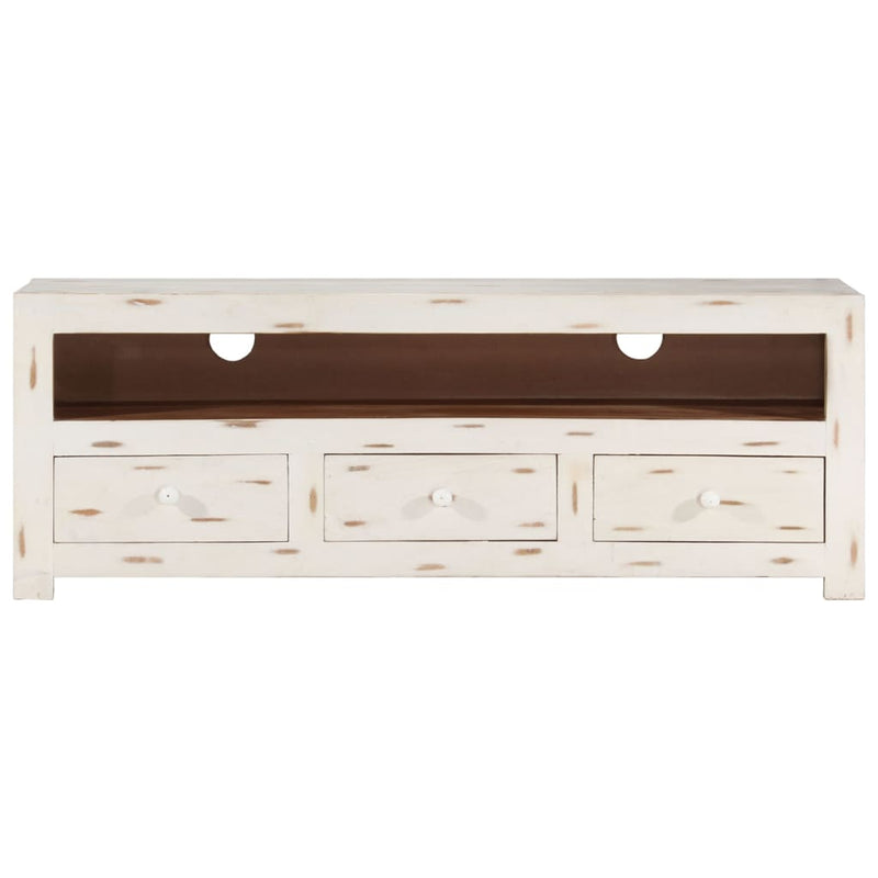 Tv-meubel 110x30x40 cm massief acaciahout wit MeubelReus