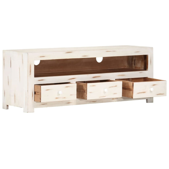 Tv-meubel 110x30x40 cm massief acaciahout wit MeubelReus