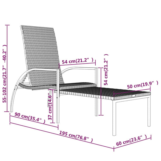 Ligbed met voetensteun polyetheen rattan zwart MeubelReus
