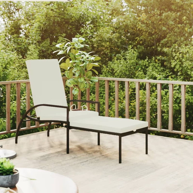 Ligbed met voetensteun polyetheen rattan zwart MeubelReus