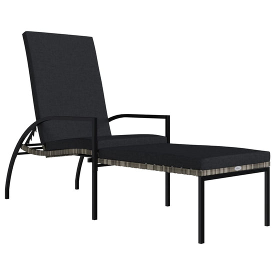 Ligbed met voetensteun polyetheen rattan grijs MeubelReus
