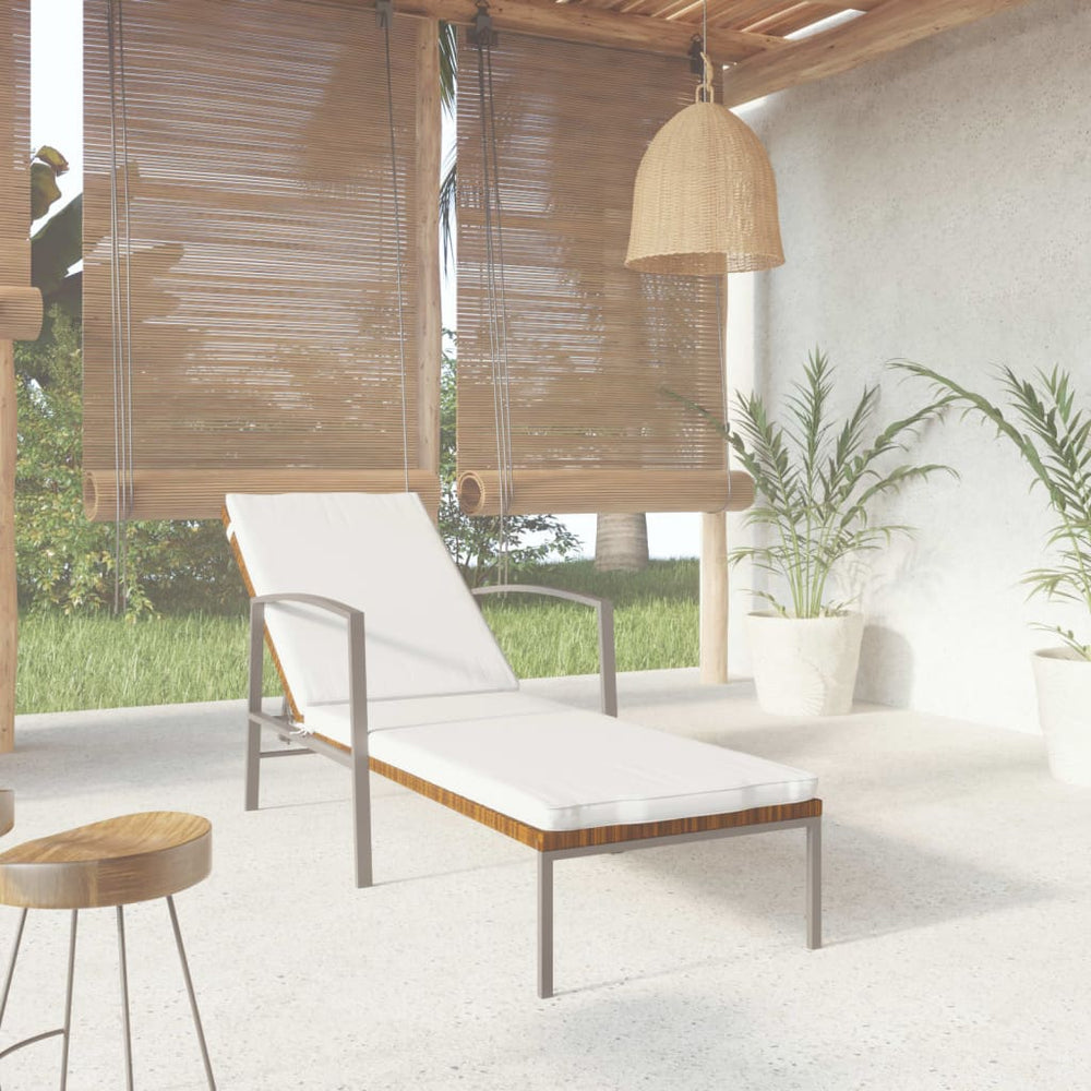 Ligbed met kussen poly rattan bruin MeubelReus