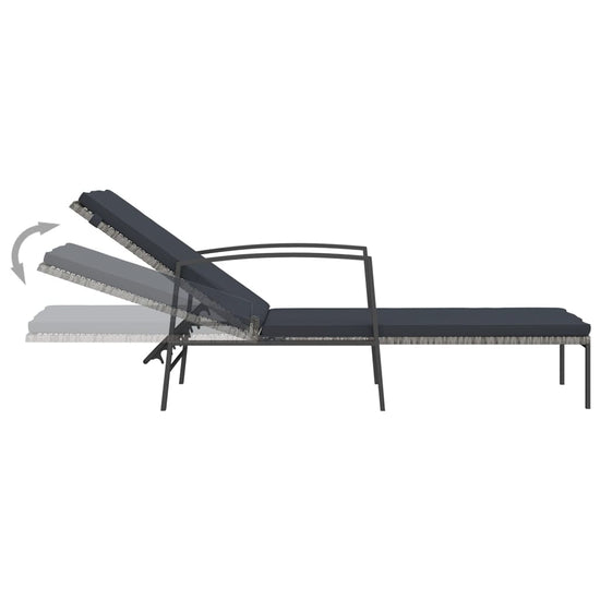 Ligbed met kussen poly rattan grijs MeubelReus