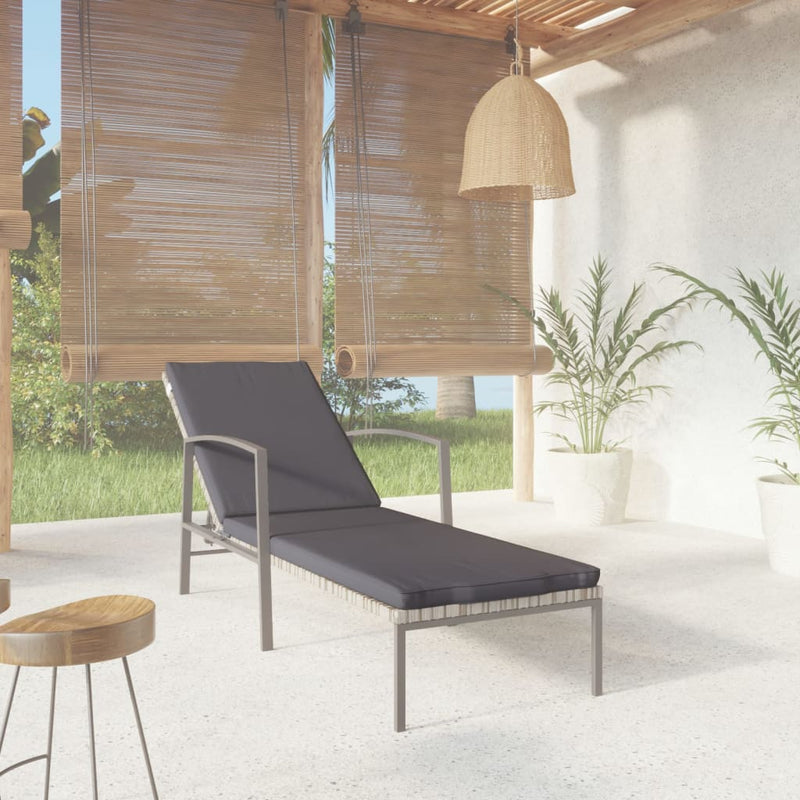 Ligbed met kussen poly rattan grijs MeubelReus