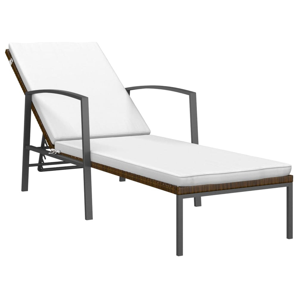 Ligbedden 2 st met tafel poly rattan bruin MeubelReus