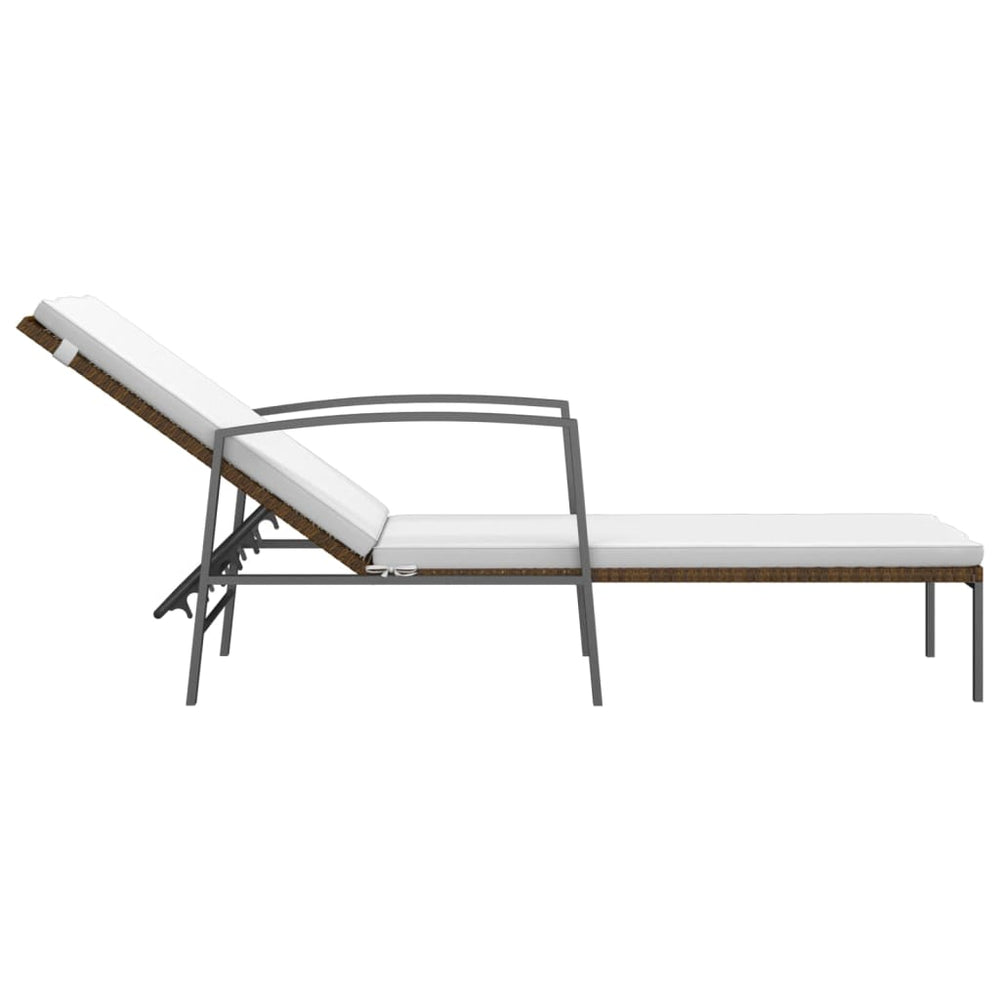 Ligbedden 2 st met tafel poly rattan bruin MeubelReus