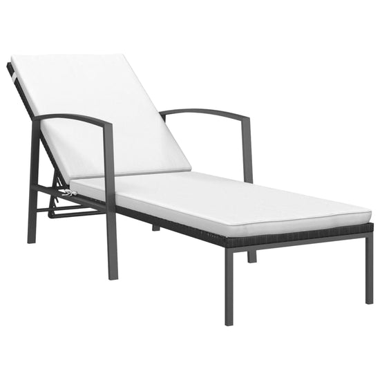 Ligbedden 2 st met tafel poly rattan zwart MeubelReus