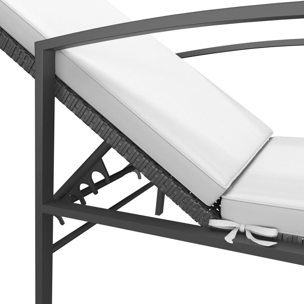 Ligbedden 2 st met tafel poly rattan zwart MeubelReus