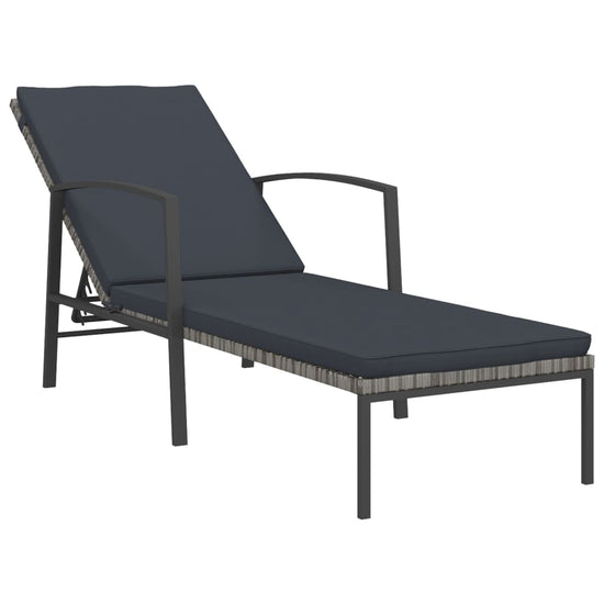 Ligbedden 2 st met tafel poly rattan grijs MeubelReus