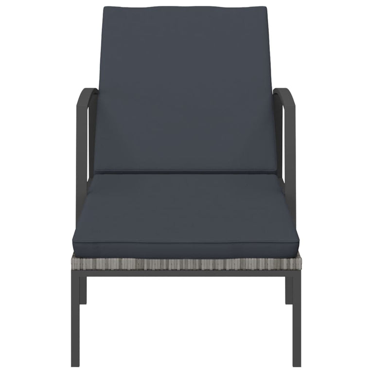 Ligbedden 2 st met tafel poly rattan grijs MeubelReus