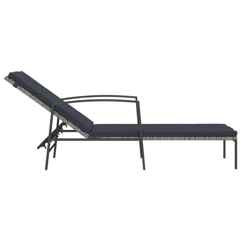 Ligbedden 2 st met tafel poly rattan grijs MeubelReus