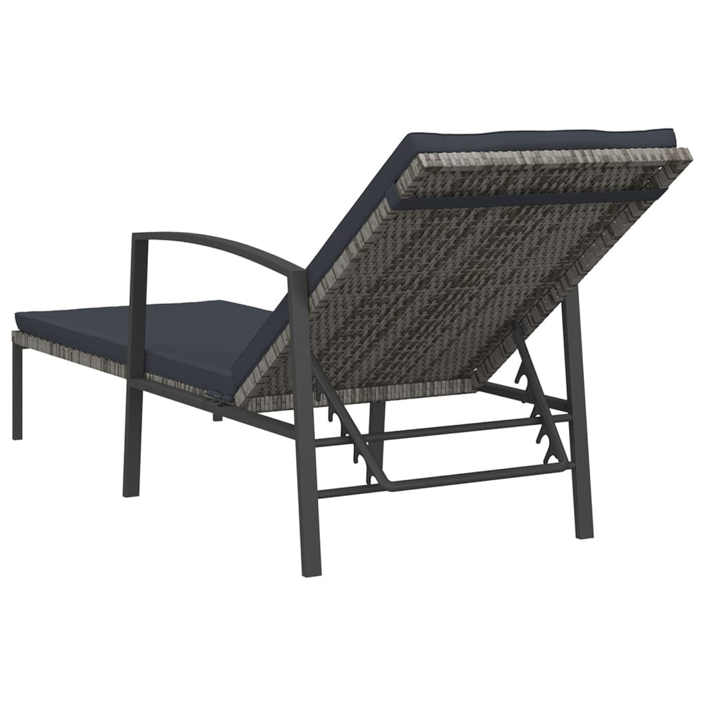Ligbedden 2 st met tafel poly rattan grijs MeubelReus
