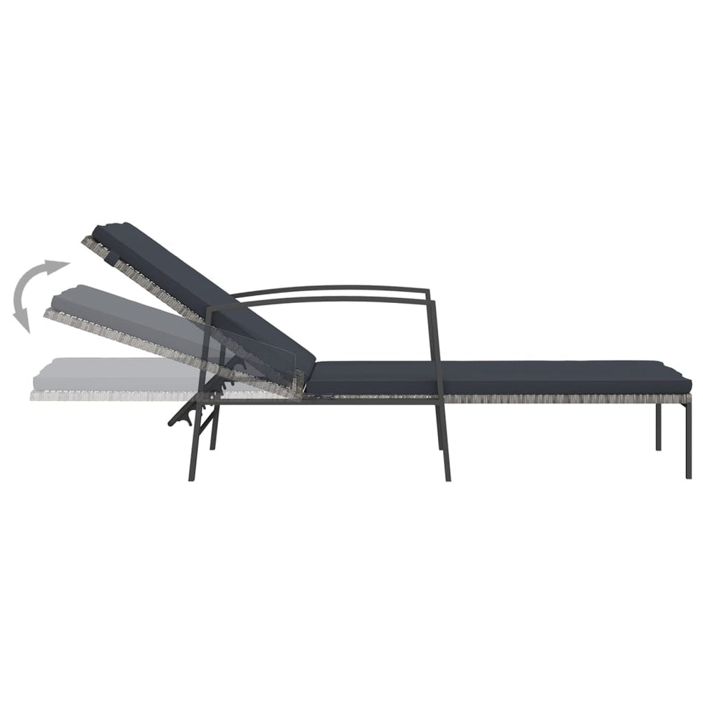 Ligbedden 2 st met tafel poly rattan grijs MeubelReus