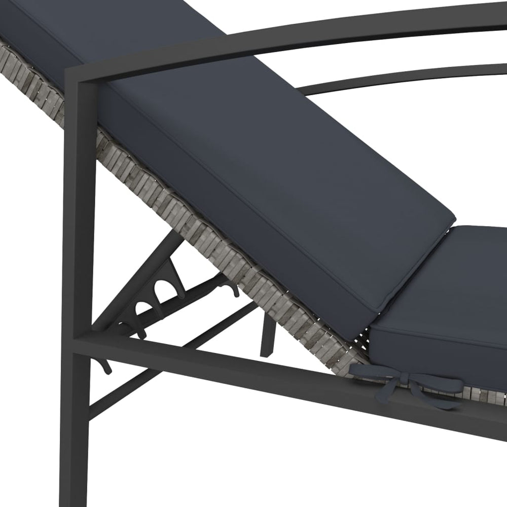 Ligbedden 2 st met tafel poly rattan grijs MeubelReus