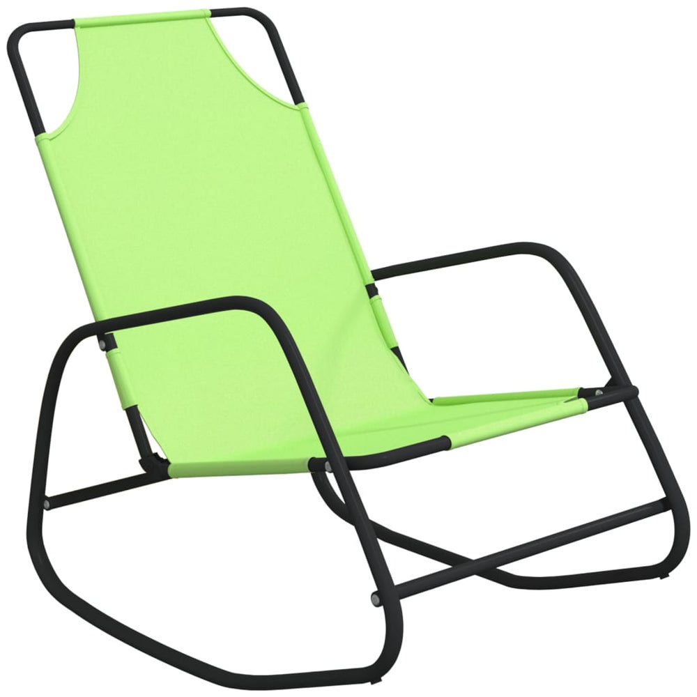 Ligstoelen 2 st schommelend staal en textileen groen MeubelReus
