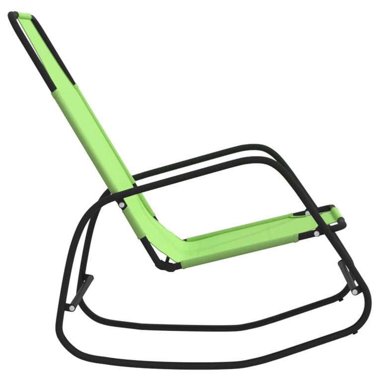 Ligstoelen 2 st schommelend staal en textileen groen MeubelReus