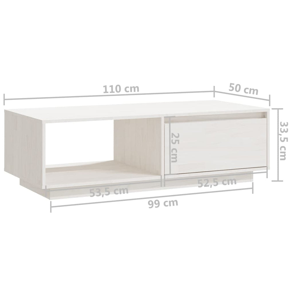 Salontafel 110x50x33,5 cm massief grenenhout wit MeubelReus