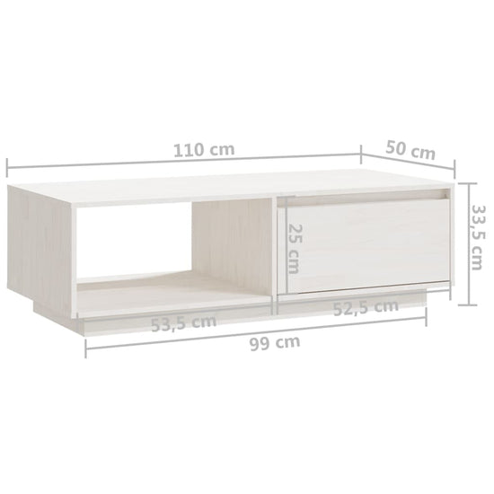 Salontafel 110x50x33,5 cm massief grenenhout wit MeubelReus