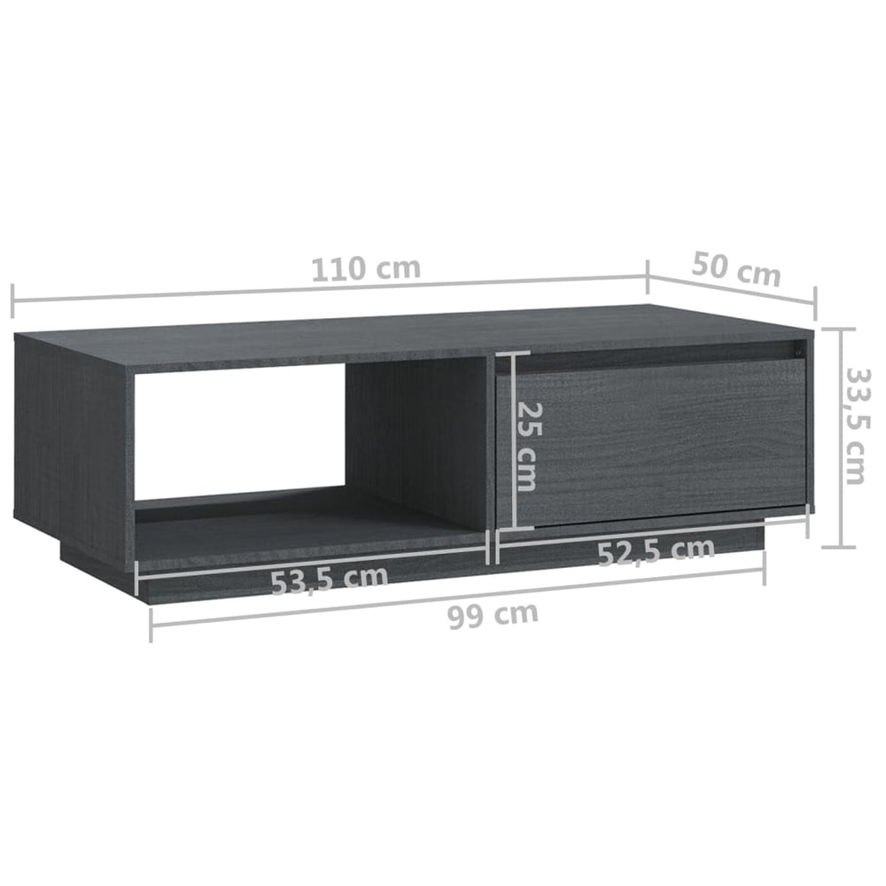 Salontafel 110x50x33,5 cm massief grenenhout grijs MeubelReus