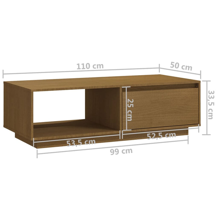 Salontafel 110x50x33,5 cm massief grenenhout honingbruin MeubelReus