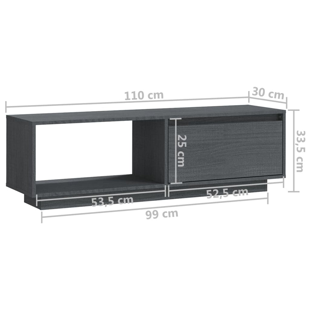 Tv-meubel 110x30x33,5 cm massief grenenhout grijs MeubelReus