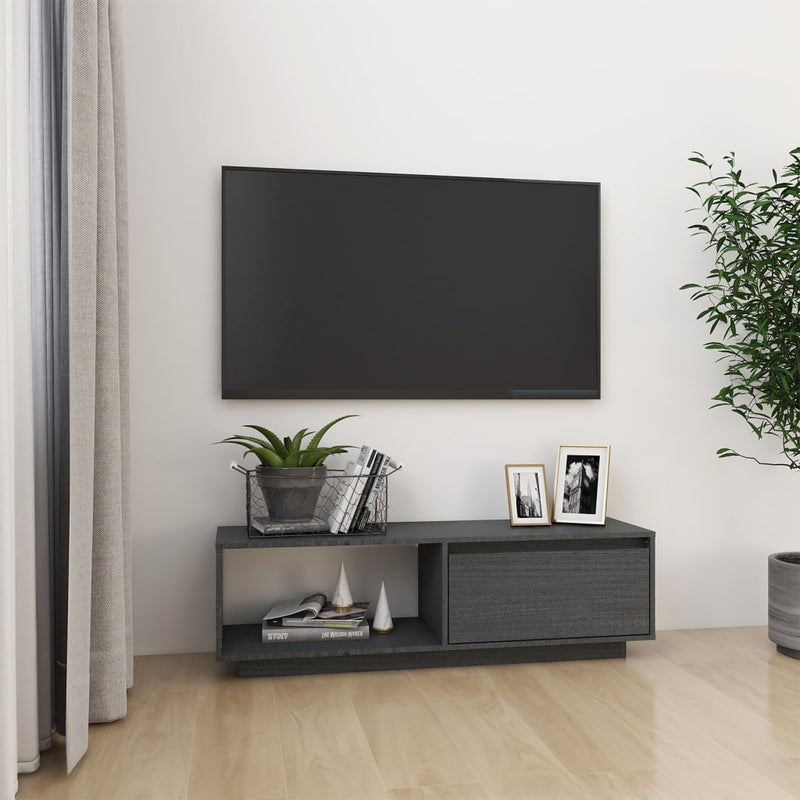 Tv-meubel 110x30x33,5 cm massief grenenhout grijs MeubelReus