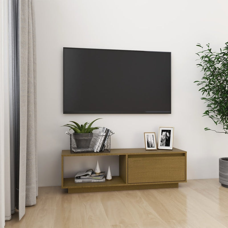 Tv-meubel 110x30x33,5 cm massief grenenhout honingbruin MeubelReus