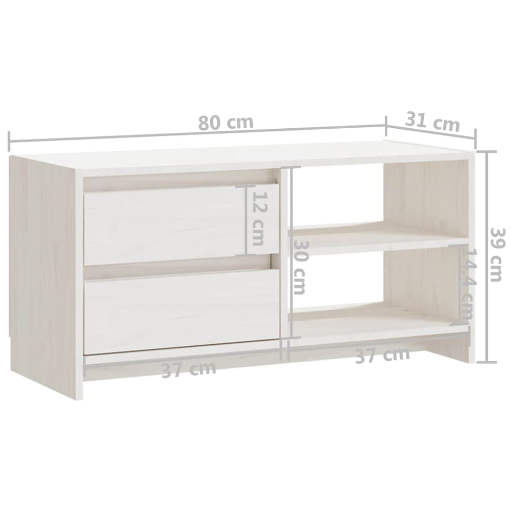 Tv-meubel 80x31x39 cm massief grenenhout wit MeubelReus