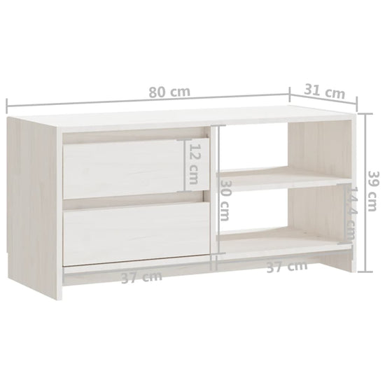 Tv-meubel 80x31x39 cm massief grenenhout wit MeubelReus