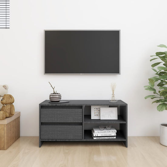 Tv-meubel 80x31x39 cm massief grenenhout grijs MeubelReus