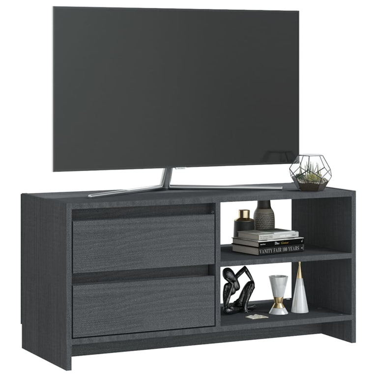 Tv-meubel 80x31x39 cm massief grenenhout grijs MeubelReus