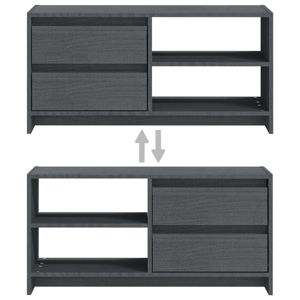 Tv-meubel 80x31x39 cm massief grenenhout grijs MeubelReus